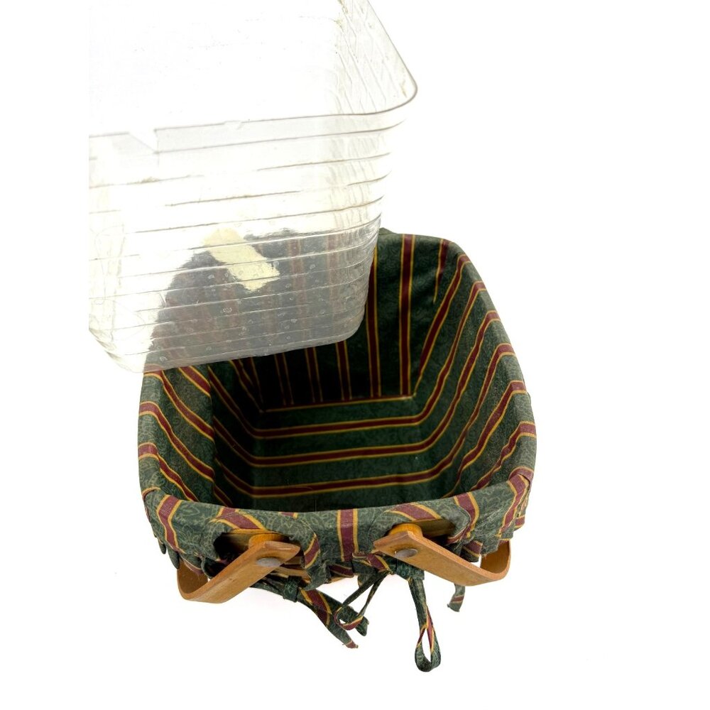 Longaberger 1995 Cranberry Basket 9" Square w/ Swivel Handles Liner & Protector - Picture 3 of 11